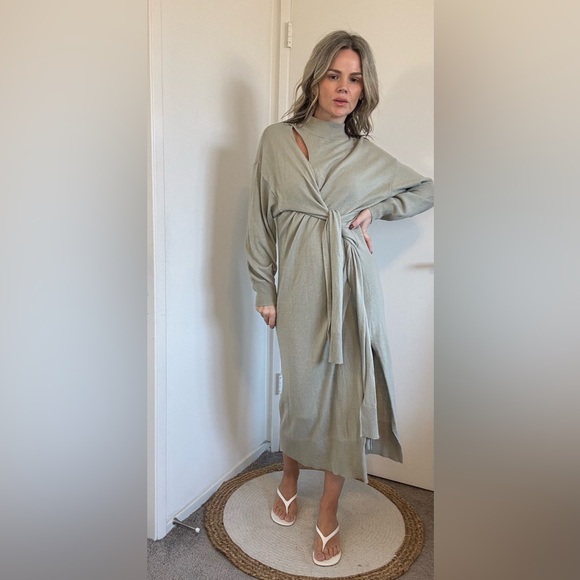 Jonathan Simkhai Skyla Self Tie Wrap Midi-Dress - Picture 3 of 17